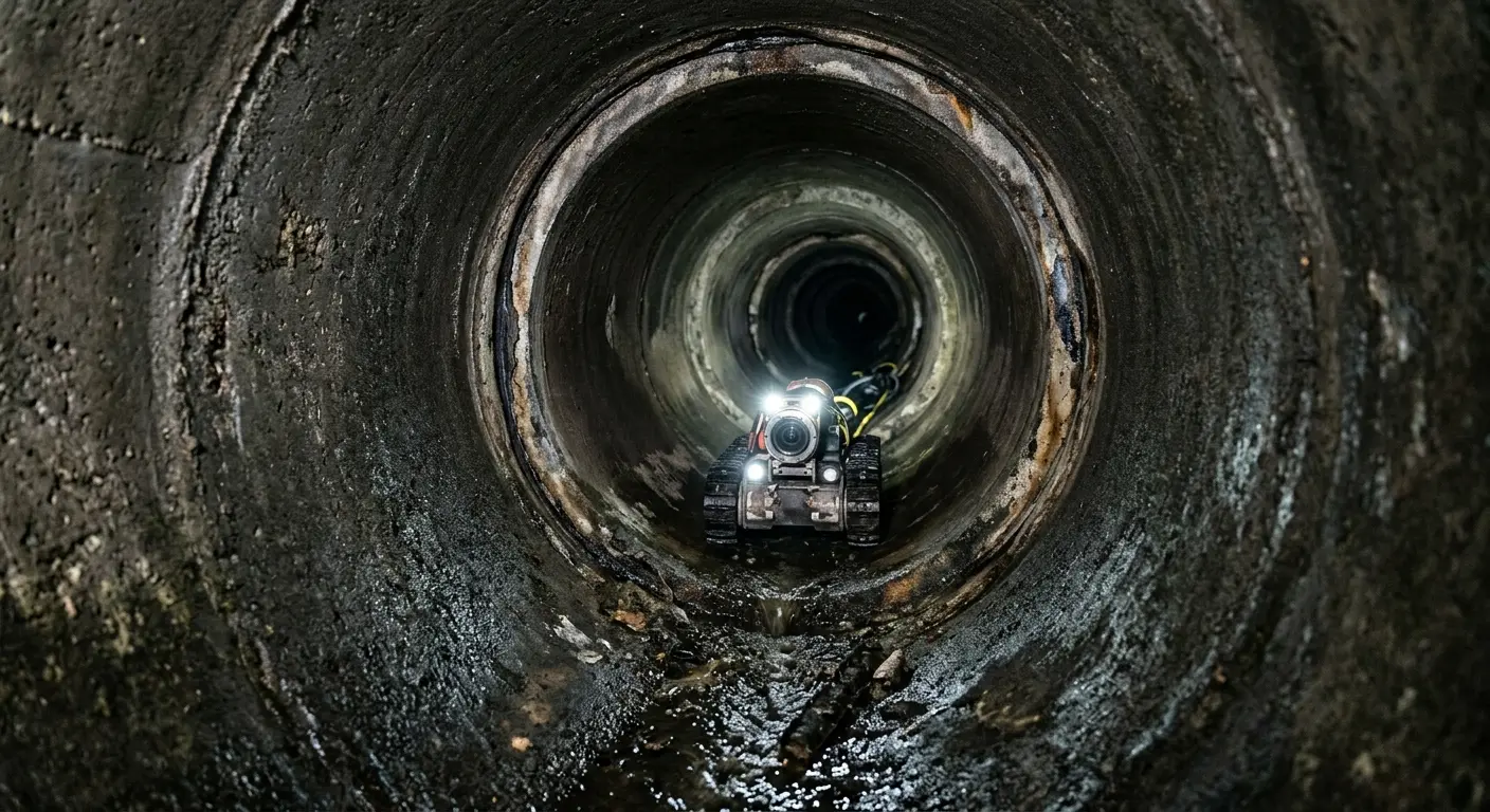 Robotic sewer camera inspecting pipe interior for Drain Snake Service in Vancleave